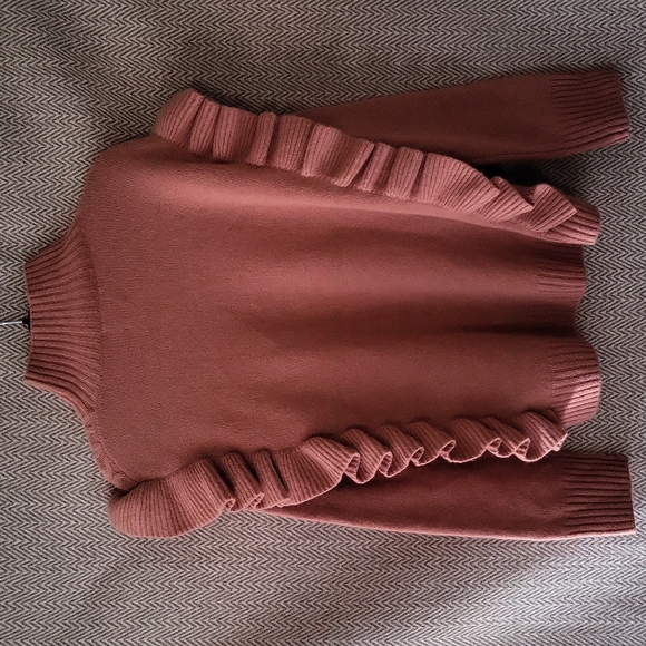 NWOT Massimo Dutti Wool & Cashmere Blend Ruffled Mockneck Sweater - Picture 8 of 16